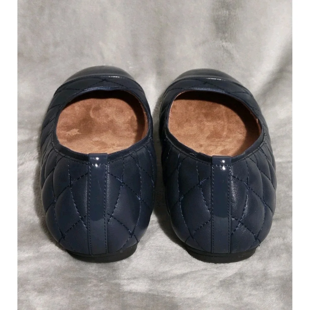 Vionic Desiree quilted ballet flats Navy US 8 comfort patent leather cap toe - Picture 4 of 6